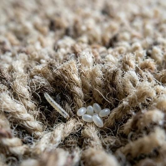 Flea infestation on a carpet demanding immediate flea extermination in Central Valley