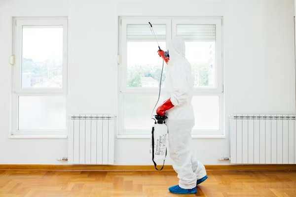 Local pest control technician inspecting a Central Valley home